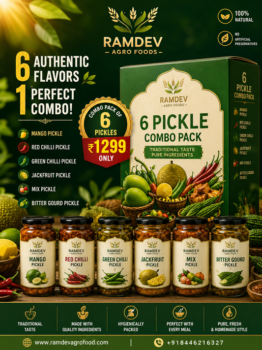 Ramdev 6 Pickle Combo Pack | Homemade Traditional Indian Pickles